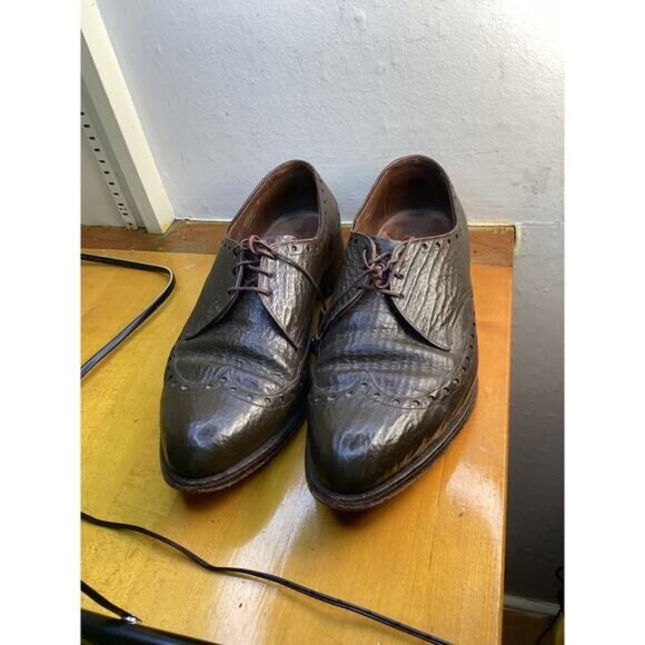 RARE SHARKSKIN ALLEN EDMONDS 9 NASSAU BROWN LONGWING BLUCHER DERBY VINTAGE